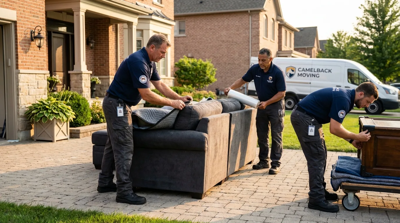 Large estate moving crew wrapping furniture in Aguada, PR